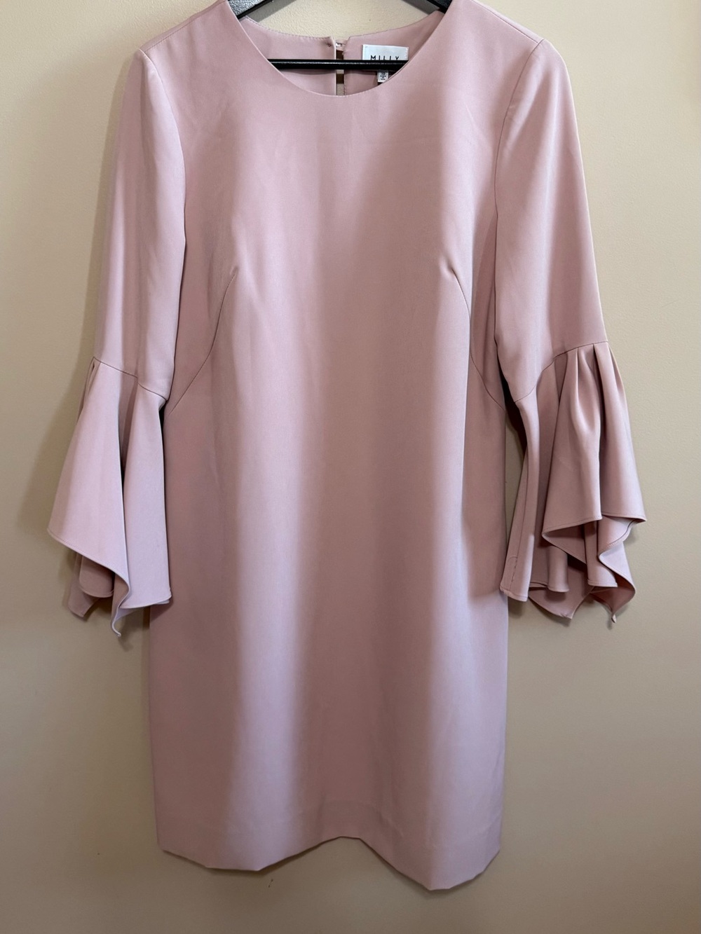 NWOT Milly Rachel Italian Cady Bell-Sleeve Midi Dress Sz 10
